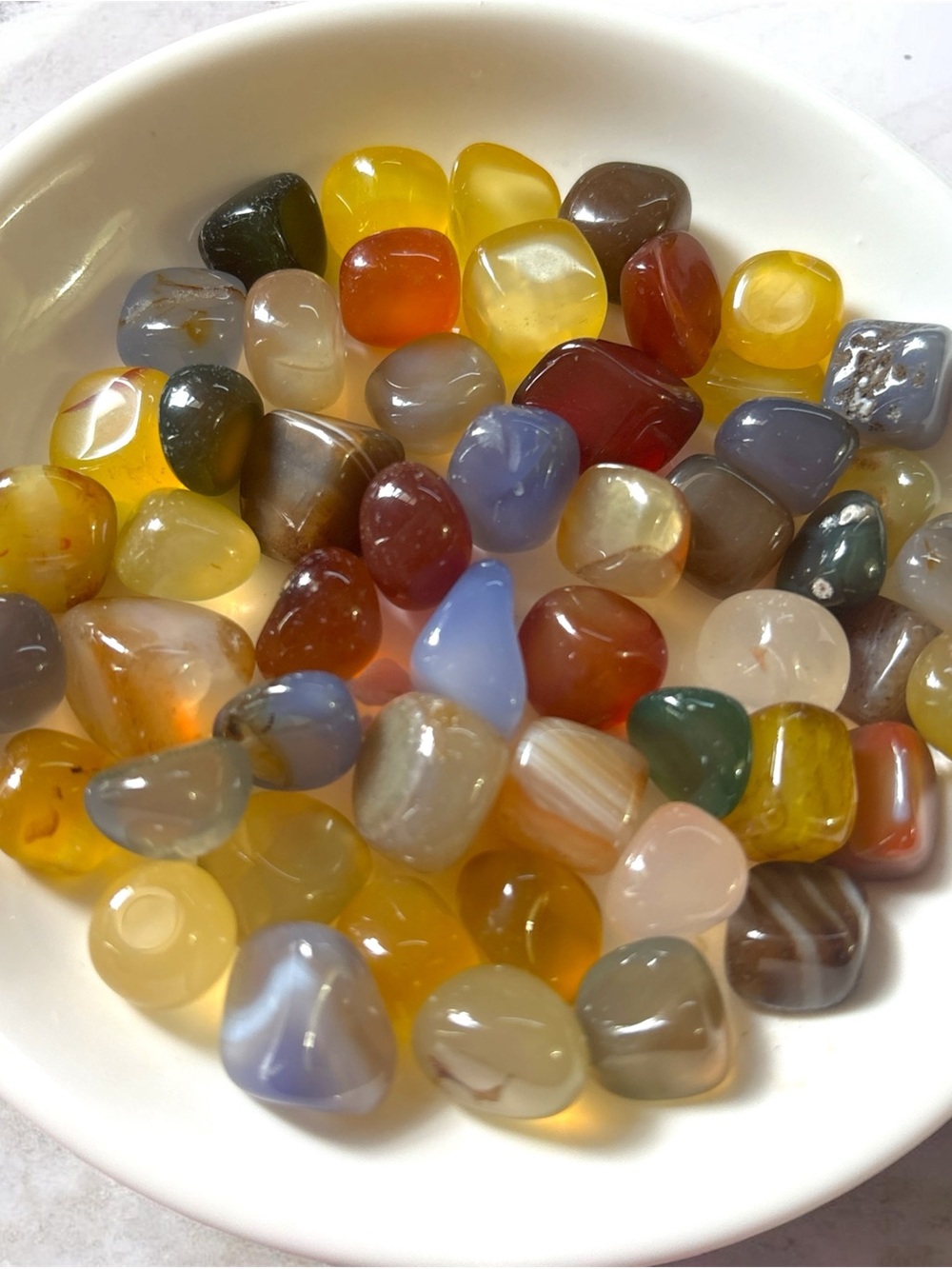 Multicolor Tumbled Agate Stone Pouch